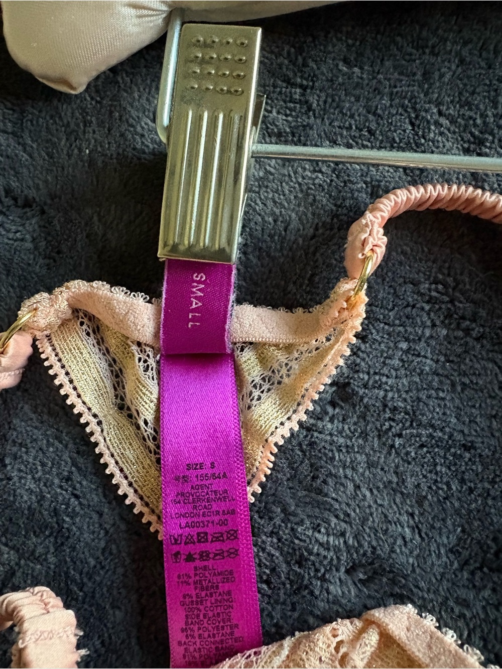 Agent Provocateur Sienna Blush and Gold Lace Thongs - 2 pair - Picture 3 of 4